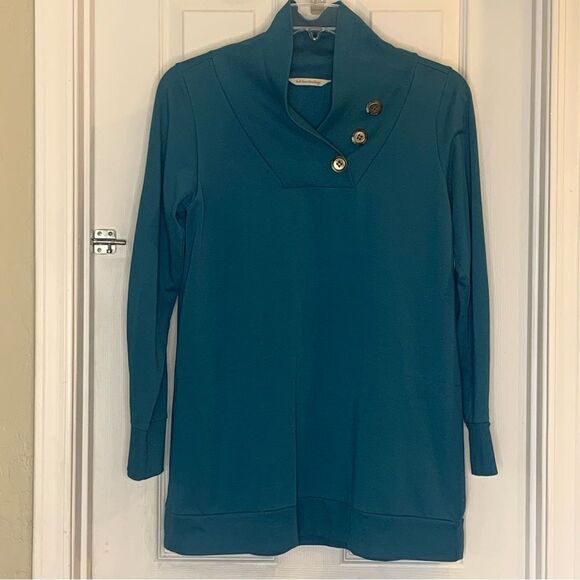 Soft Surroundings Winifred Pullover Teal Size Medium - Picture 2 of 10